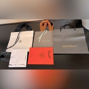 Hermes, Gant, Montblanc, Windsor and Moncler shopping bags, assorted sizes. NEW